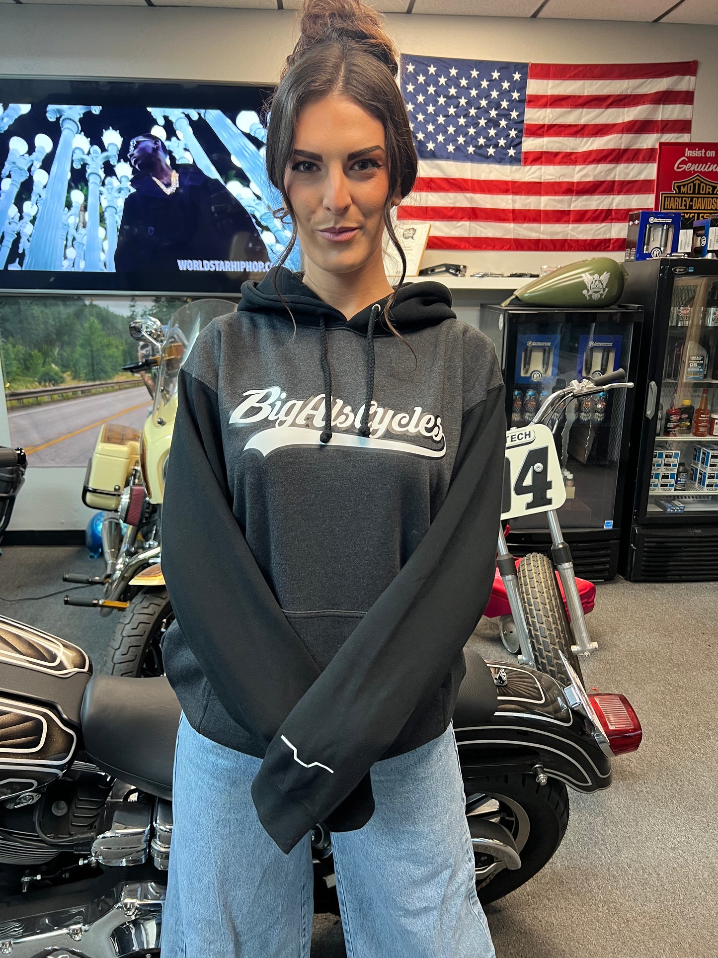 Baseball Logo Hoodie GRY/BLK